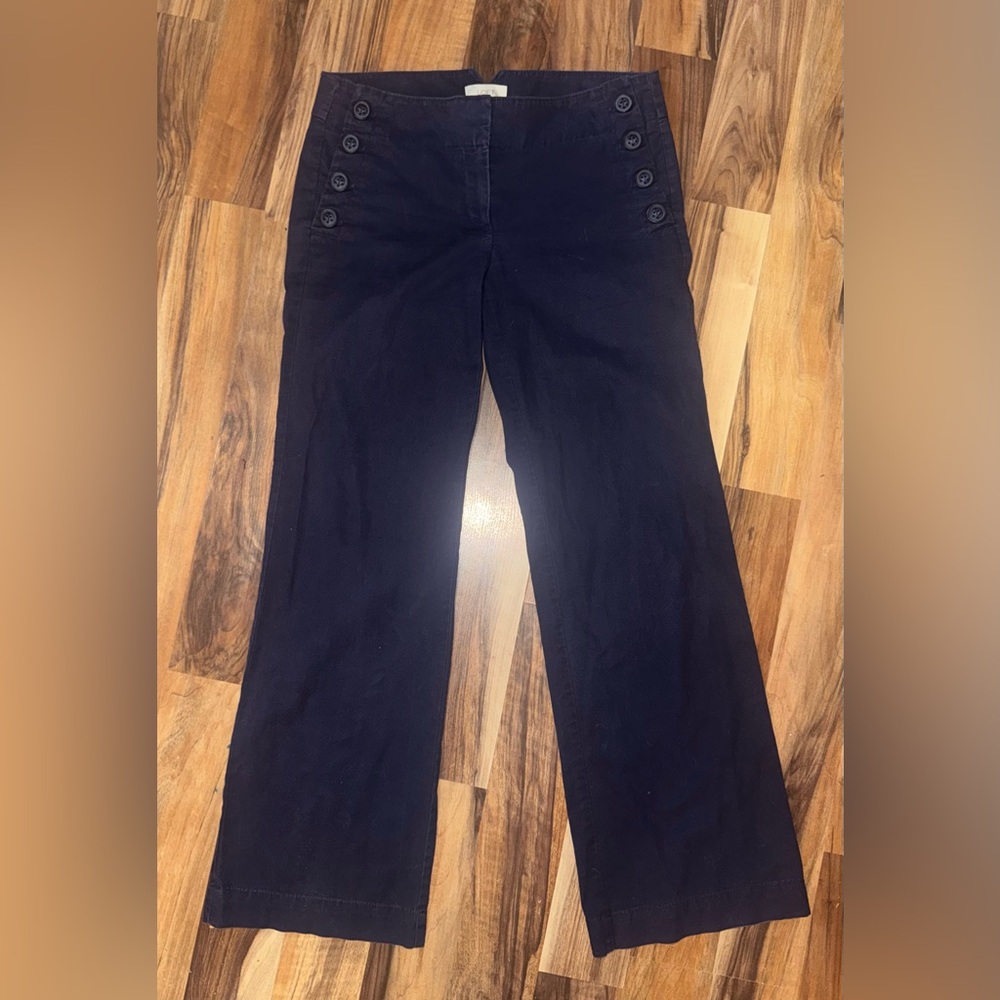 LOFT Navy Wide-Leg Sailor Button Jeans